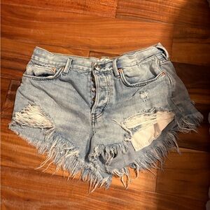 We The Free High Rise Distressed Denim Cutoff Shorts Size 28